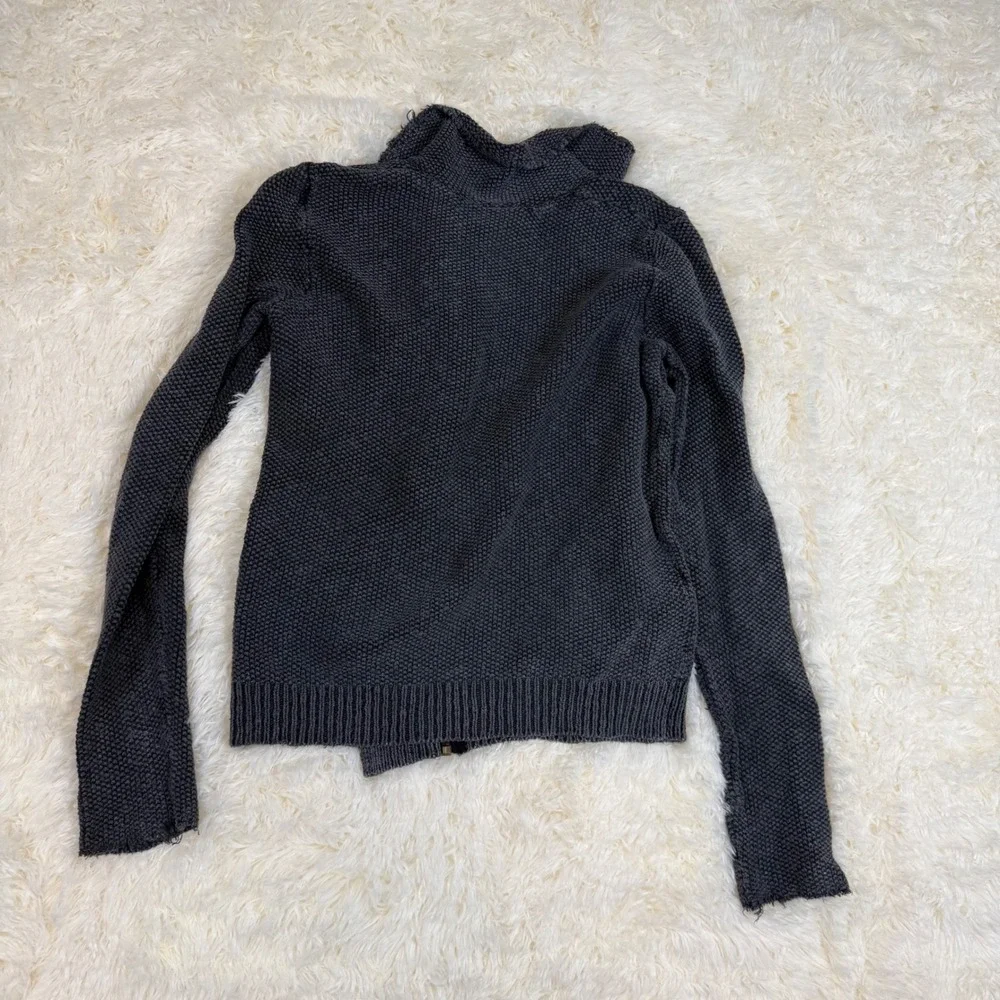 Free People Moto Cardigan Womens XS Gray Sweater Zip Edgy Boho Biker Knit